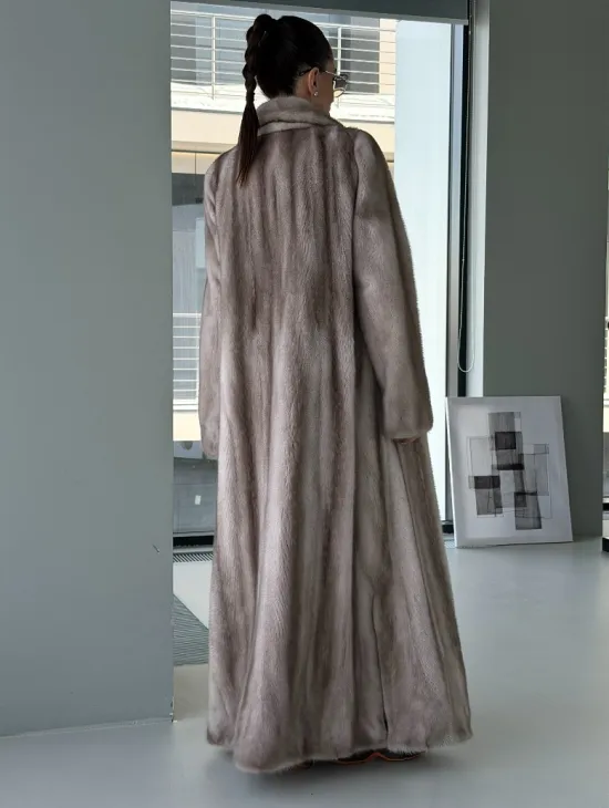 Натуральная шуба из меха норки - воротник шаль - фото 6