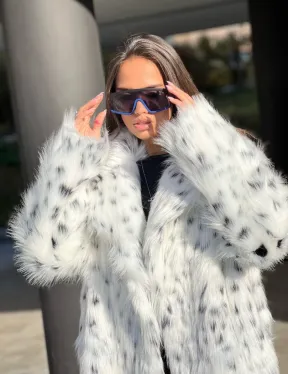 Удлиненная шуба из экомеха под рысь - фото 1