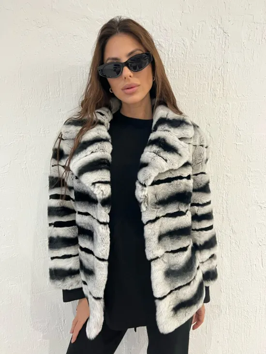 Короткая шуба из меха орилага под шиншиллу - фото 0