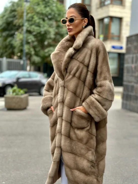 Норковая шуба в цвете пастель - аукционная норка - фото 1