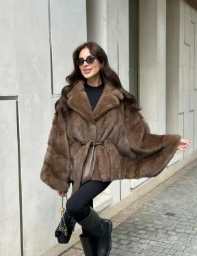 Шуба норковая автоледи - цвет соболь - фото 8
