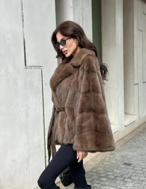 Шуба норковая автоледи - цвет соболь - фото 5