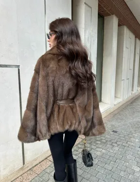 Шуба норковая автоледи - цвет соболь - фото 4