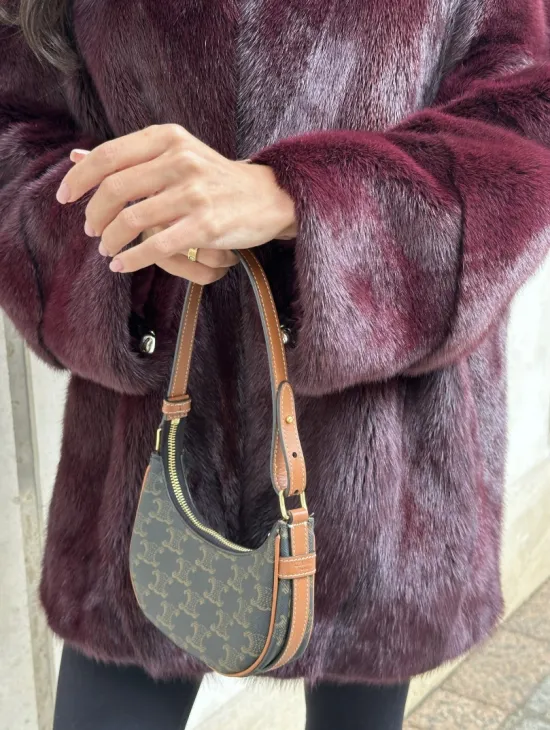 Женская норковая курточка - цвет бордо - фото 1