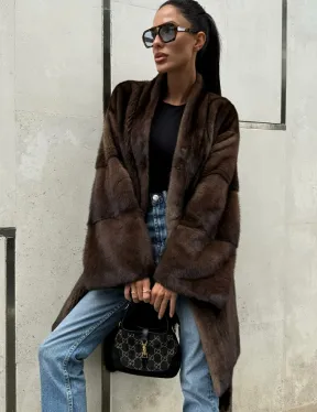 Шуба из скандинавской норки в цвете соболь - фото 0